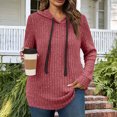 thumbnail image 3 of Yuyuzo Hoodies for Women Casual Ribbed Knit V Neck Sweatshirts Long Sleeve Fall Warm Pullover Sweater Tops, 3 of 6