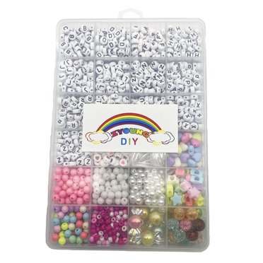 Bead Bracelet Kit DIY 1200PCS Colorful Jewelry Making Kit Craft Bead Set for Kid