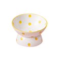 thumbnail image 2 of 200ml Ceramic Tilted Raised Cat Food Bowl Slant Porcelain Pet Cat Dish Accessory Yellow Dots, 2 of 8
