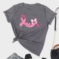 thumbnail image 1 of TIMIFIS T-Shirt Ruban Rose de Sensibilisation au Cancer du Sein pour Femmes T-Shirts Cancer du Sein Été Ample Imprimé Col Rond T-Shirt Manches Courtes Blouse Décontractée Automne/hiver, 1 of 5