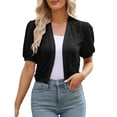 thumbnail image 1 of Kcodviy Women Puff Sleeve Bolero Plus Size Sweaters for Women Open Front Summer Cropped Fall Cardigans Sheer Jackets Cardigan, 1 of 8