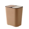 thumbnail image 1 of tredstone Durable And Multi-purpose Dual Compartment Trash Bin Rectangle Plastic Push-button Trash Can Easy Coffee 29X21X33CM, 1 of 6