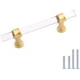 thumbnail image 1 of 10 Pack Peaha Acrylic Drawer Pulls Brass Cabinet Pulls - PH 9165GD102 Kitchen Cabinet Pulls Brushed Brass Cabinet Hardware 4in Hole Center, 6-2/5 Inch Overall Length, 1 of 15
