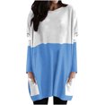 thumbnail image 1 of Diufon Fall Tunics for Women Trendy Color Block Blouses Round Neck Long Sleeve Tops with Pockets, 1 of 4