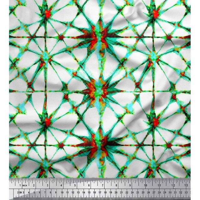 Soimoi Poly Georgette Fabric Floral Tie-Dye Decor Fabric Printed Yard 52 Inch Wide