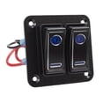 thumbnail image 1 of Rocker Switch Panel For Marine Car Boat Caravan Camper RV Accessories IP65 Waterproof Double Light Metal Switch ,Variety of Features, 1 of 7