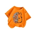 thumbnail image 3 of PMVFHDE Hauts pour Filles T-Shirts pour Filles T-Shirts Graphiques T-Shirts pour Fille Hauts d'Été Tendance pour Filles Hauts d'Été pour Fille T-Shirt Graphique Mignon pour Fille Col Rond Manches Courtes T-Shirt d'Été Orange, 9-10 Ans, 3 of 5