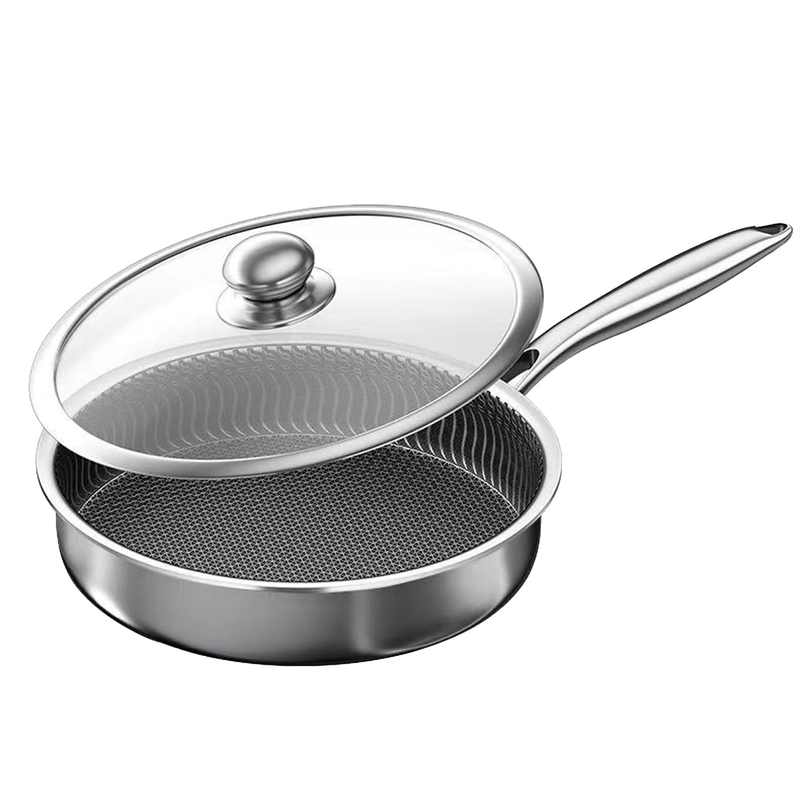Non Stick Pan For Cooking Stainless Steel Frying Pan With Lid Durable Easy To Clean Ideal For Eggs And Steaks For Home And Outdoor Use