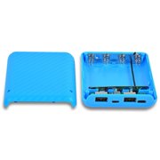4 Slots Battery Box Charging Case Power Bank Charger Shell Dual Output Portable ABS Housing Mic Interface Level 4 Indicator(Blue 5V 2.4A)