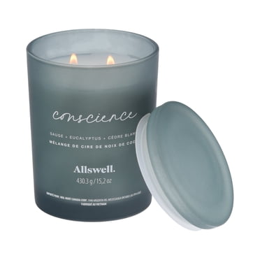Allswell Scented 15 oz. Coconut Wax Spa Candle, Mindful (Sage + Eucalyptus + White Cedar)