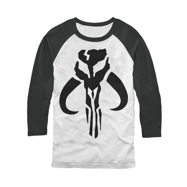 Star Wars The Mandalorian Mythosaur Symbol 3/4 Sleeve Baseball T-Shirt-Small
