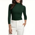 thumbnail image 4 of Women's Mock Neck Shirt 2025 - 3/4 Sleeve Slim Fit | Basic Layering Tee, 4 of 9
