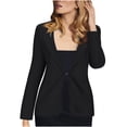 thumbnail image 3 of QIPOPIQ Blazer Confortable à Basque pour Femmes, Décontracté, Travail Bureau, Chic, Double Revers, Bouton Unique, Liquidation, 3 of 7