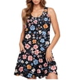 thumbnail image 1 of Ovzne Robes pour Femmes 2025 Robe Décontractée pour Femme Dégradé Sans Manches Col Ras du Cou Robe à Imprimé Robe de Vacances Imprimée Liquidation, 1 of 5