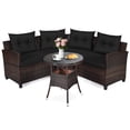 thumbnail image 1 of Patiojoy 4PCS Outdoor Patio Conversation Set Wicker Rattan Sectional Sofa W/Black Cushions, 1 of 8