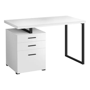 Monarch Specialties Computer Desk, Home Office, Laptop, Left, Right Set-up, Storage Drawers, 48"l, Work, Metal, Laminate, White, Black, Contemporary, Modern