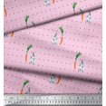 thumbnail image 3 of Soimoi Cotton Voile Fabric Carrot & Rabbit Dots Print Fabric by the Yard 56 Inch Wide, 3 of 5
