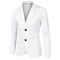 thumbnail image 1 of INSPIRE CHIC Men's Coat Notched Lapel Long Sleeve Knit Blazer with Pockets White 46, 1 of 4