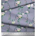 thumbnail image 3 of Soimoi Modal Satin Fabric Leaves & Peony Floral Fabric Prints by Yard 42 Inch Wide, 3 of 5