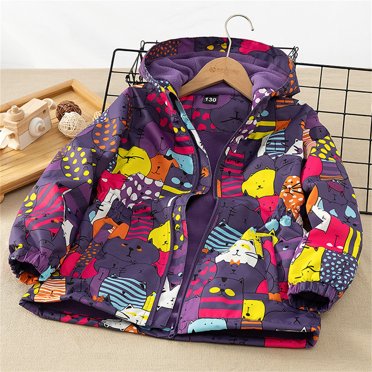 uublik Toddler Girls Jacket Spring Fall Outerwear Windbreaker Zipper Hooded Jackets Coat Purple, Size 4-12 Years