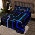 thumbnail image 2 of YST Geometric Square Bedspread Twin Size Black and Navy Blue Quilt Set, Modern Abstract Coverlet Set Contemporary Rectangle Bedding Set, Mid Century Lines Bed Cover for Boys Girls, 2 of 5