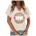 thumbnail image 1 of Hauts pour Femmes Manches Courtes Chemises Imprimées Décontractées Boutonnées Col Rond Blouses de Travail T-Shirts pour Femmes A S, 1 of 3