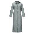 thumbnail image 5 of cfhntfmh Robes Maxi pour Femmes Décontractées d'Automne à Col, Manches Longues, Chemises Boutonnées, Robe Douce en Coton et Lin, 5 of 5