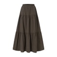 thumbnail image 1 of Wangsaura Women's Maxi Skirts Casual Elastic High Waisted A Line Ruffle Flowy Dresses Simple Style Bottoms, 1 of 6