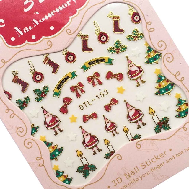 serony Nails Art Sticker Merry Christmas 3D Golden Elements Nail Wrap Sticker Tips DIY Manicura Stickers Tool