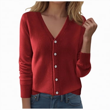 Splozh Cardigans pour Femmes Cardigan Imprimé Décontracté Haut à Manches Longues Veste Cardigan Haut Vin,m