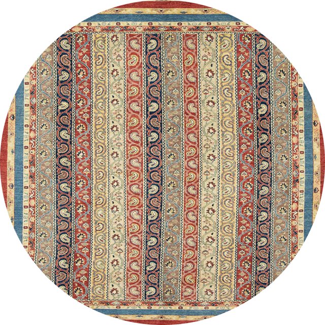 Ahgly Company Tapis d'Intérieur Ronds Abstraits Brun Gingembre Vert de Style Oriental, 5 Pieds Rond