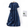 thumbnail image 3 of Bigersell Robe de Cocktail pour Femmes Offres Femme Col en V Manches 3/4 Midi Robe Décontractée Style D-155 Robe de Maternité pour Baby Shower Robes d'Été Régulières, Bleu m, 3 of 8