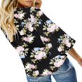 thumbnail image 3 of CHUANK Women‘s Button Down V Neck Tops Ruffled 3/4 Sleeve Tie Knot Front Blouses White Sizes S-2XL, 3 of 6