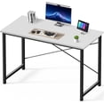 thumbnail image 1 of OLIXIS 47 Inch Computer Office Desk for Small Spaces, Writing Gaming Work Desk Modern Study Table with Metal Frame Home Bedroom, White, 1 of 5