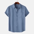 thumbnail image 2 of Birdeem Shirts for Men Men Casual Solid Turndown Short Sleeve Button Closure Shirt Hawaii Blouse, 2 of 12