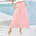thumbnail image 2 of Bovxnpu Plus Size Skirts For Women, Womens Summer Midi Skirts Ruffle Flowy A-Line Long Skirt with Pockets, Womens Elastic Waist Drawstring Pleated Mid Skirt XL, 2 of 5