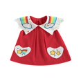 thumbnail image 3 of Robe Trapèze Sans Manches pour Bébé Fille, Arc-en-Ciel, Nuage, Cœur, Robe Patchwork, 3 of 9