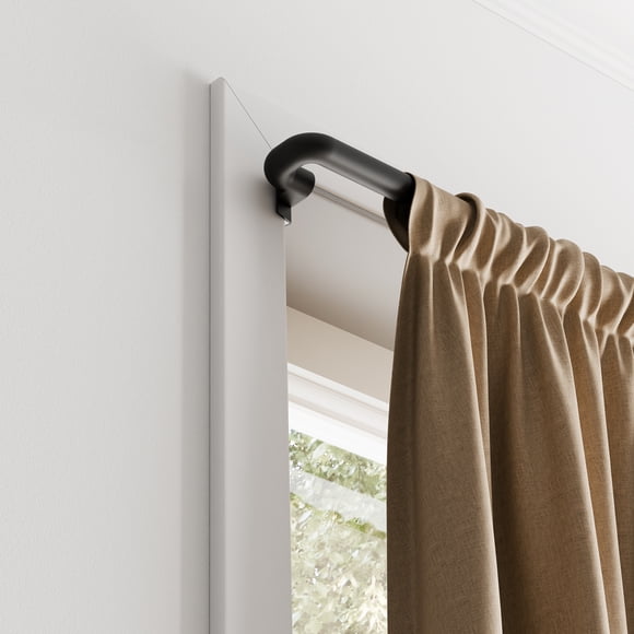 Mainstays Room Darkening Window Curtain Rod, No Drilling, Adjustable, 48" - 84", Black