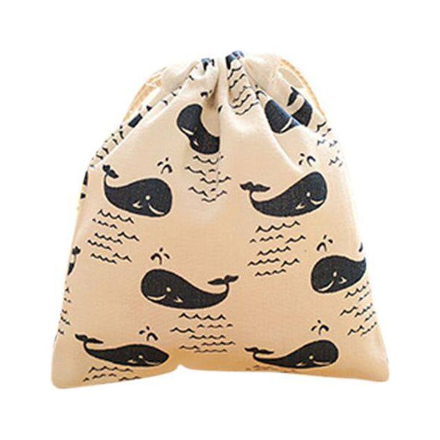 Sac de Rangement en Lin Mélangé Coton pour Maison et Voyage avec Cordon de Serrage