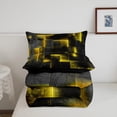 thumbnail image 4 of YST Yellow and Black Geometric Comforter&nbsp;Set Full,3D Square Plaid Bedding Set for Girls Boys,Glowing Neon Geometry Comforter&nbsp;Set Reversible Soft,Abstract Checkered Quilt Bed Set 3Pcs, 4 of 5