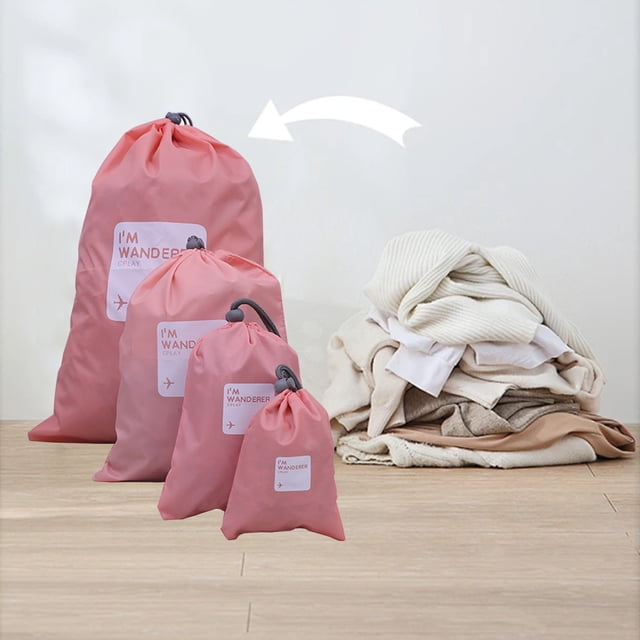 Vaidha Travel Drawstring Bag Set - 4 Items Great For Organizing Luggage And Packing Reasons