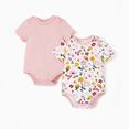 thumbnail image 1 of PatPat Bamboo Baby Boy/Girl 2-Pack Solid&Printed Rompers Set, 1 of 5