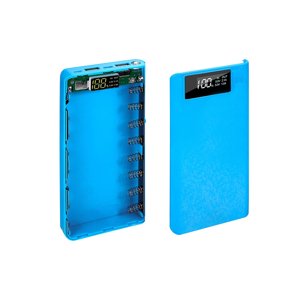 Portatif 18650 Chargeur de batterie USB Type C LCD Affichage DIY Banque d'électricité mobile Case-Blue