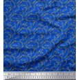 thumbnail image 1 of Soimoi Blue Polyester Crepe Fabric Leaves Decor Fabric Printed Yard 52 Inch Wide, 1 of 5