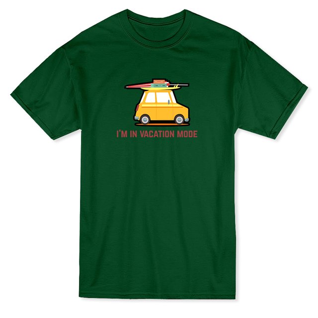 Car Graphic "I'm In Vacation Mode" Quote Men's Forest Green T-shirt