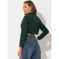 thumbnail image 4 of INSPIRE CHIC Veste de Rentrée pour Femme Manches Longues à Simple Boutonnage Veste en Denim Courte TP Vert Foncé, 4 of 5