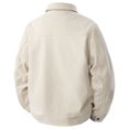 thumbnail image 3 of aohooy Men Corduroy Button Up - Fall Long Sleeve Collared Shacket Jacket with Flat Pockets Beige,XXXXXL, 3 of 8