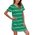 thumbnail image 1 of Ketyyh-chn99 Pyjama Femme T-Shirt de Nuit à Manches Courtes à Rayures Imprimées Col Rond Mignonne Nuisette Confortable Robe de Nuit Vert,m, 1 of 4