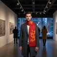 thumbnail image 4 of Jiibva Men's Dragon Print Scarf, Polyester Long Pashmina-Style Scarf for Winter and Fall, 4 of 7