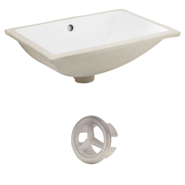 18.25-in. W CUPC Rectangle Bathroom Undermount Sink Set In White - Brushed Nickel Hardware AI-20464